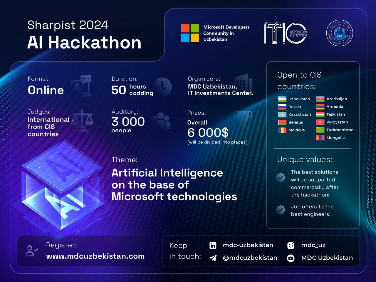 The first large-scale hackathon among CIS countries in Asia with a total prize pool of $6000