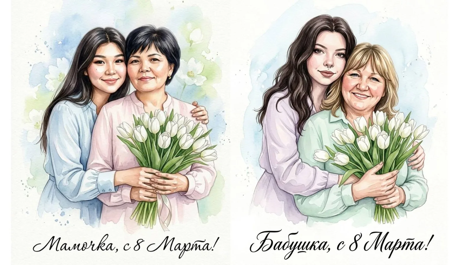 How to create a watercolor postcard for March 8th using AI