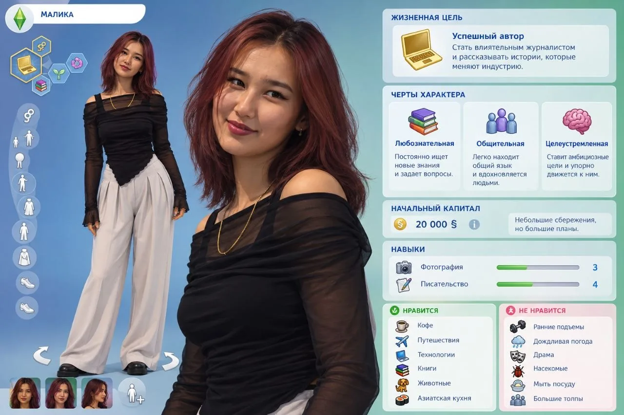 Промт для создания персонажа в стиле The Sims 4 по фотографии